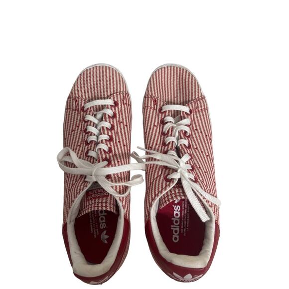 Adidas Stan Smith Red Pinstripe Striped Vulc Sneakers Size 9 - Picture 5 of 8